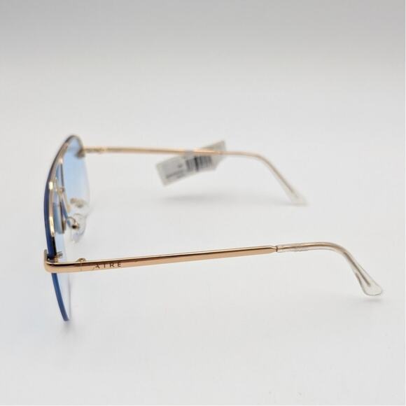 Aire Venatici Unisex Aviator Sunglasses Front Logo Gold/Teal Grad Size L - Picture 2 of 10
